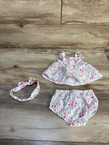 Baby On Board 3pc Gauze Top, Bloomers, & Headband Set White sz 3-6m