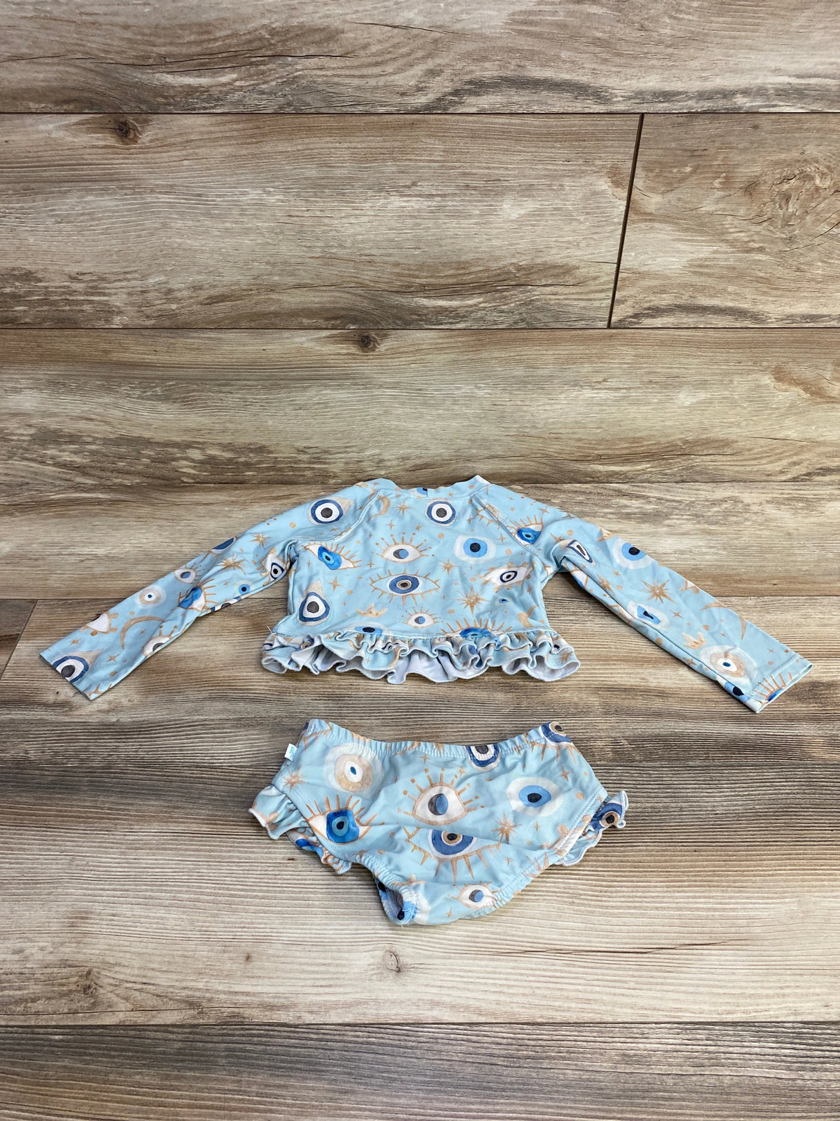 Posh P 2pc Celestial Rashguard Swimsuit Set Blue sz 3T