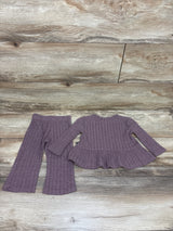 Modern Moments 2pc Knit Long Sleeve Peplum Top & Pants Set Purple sz 12m