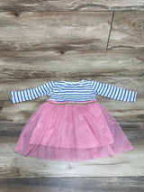 Striped Tulle Dress White/Pink sz 12m