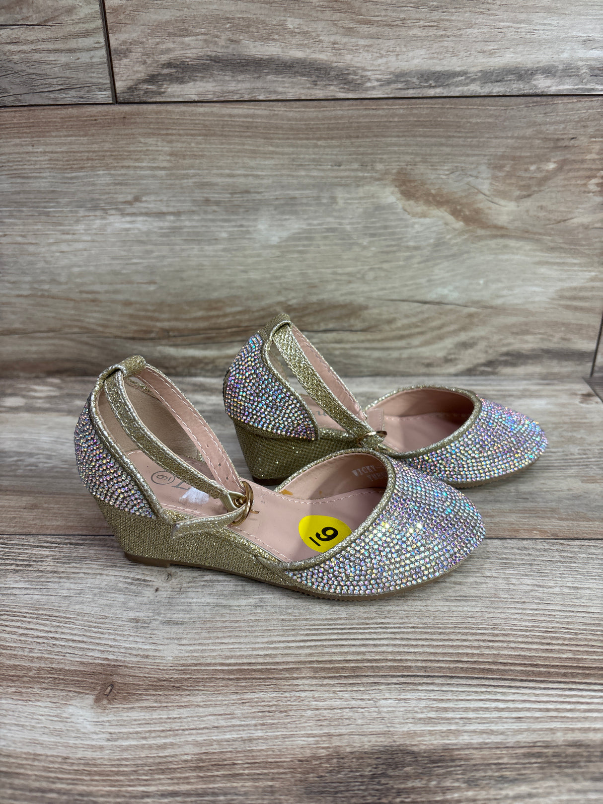 Lucita Rhinestone Ankle-Strap Wedge Heels sz 9c