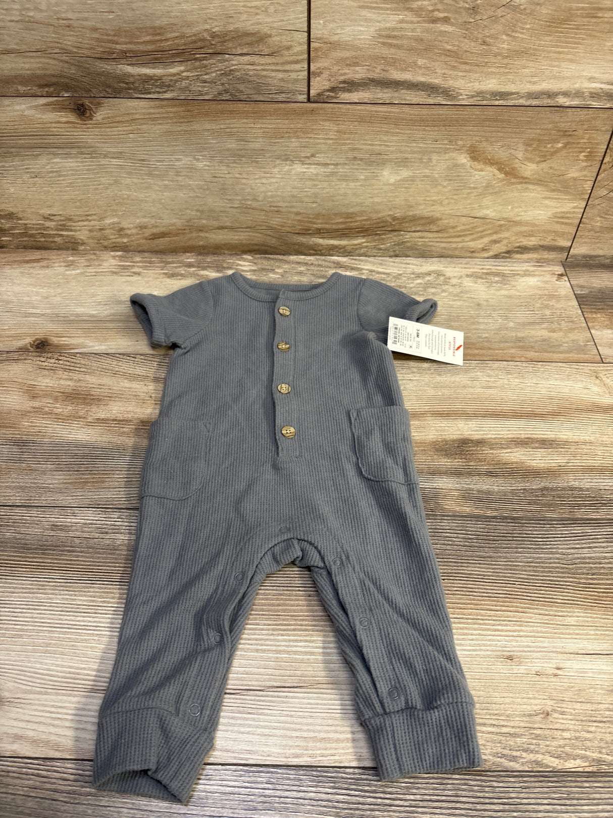 NEW Cat & Jack Knit Button-Front Jumpsuit Grey sz 3-6m