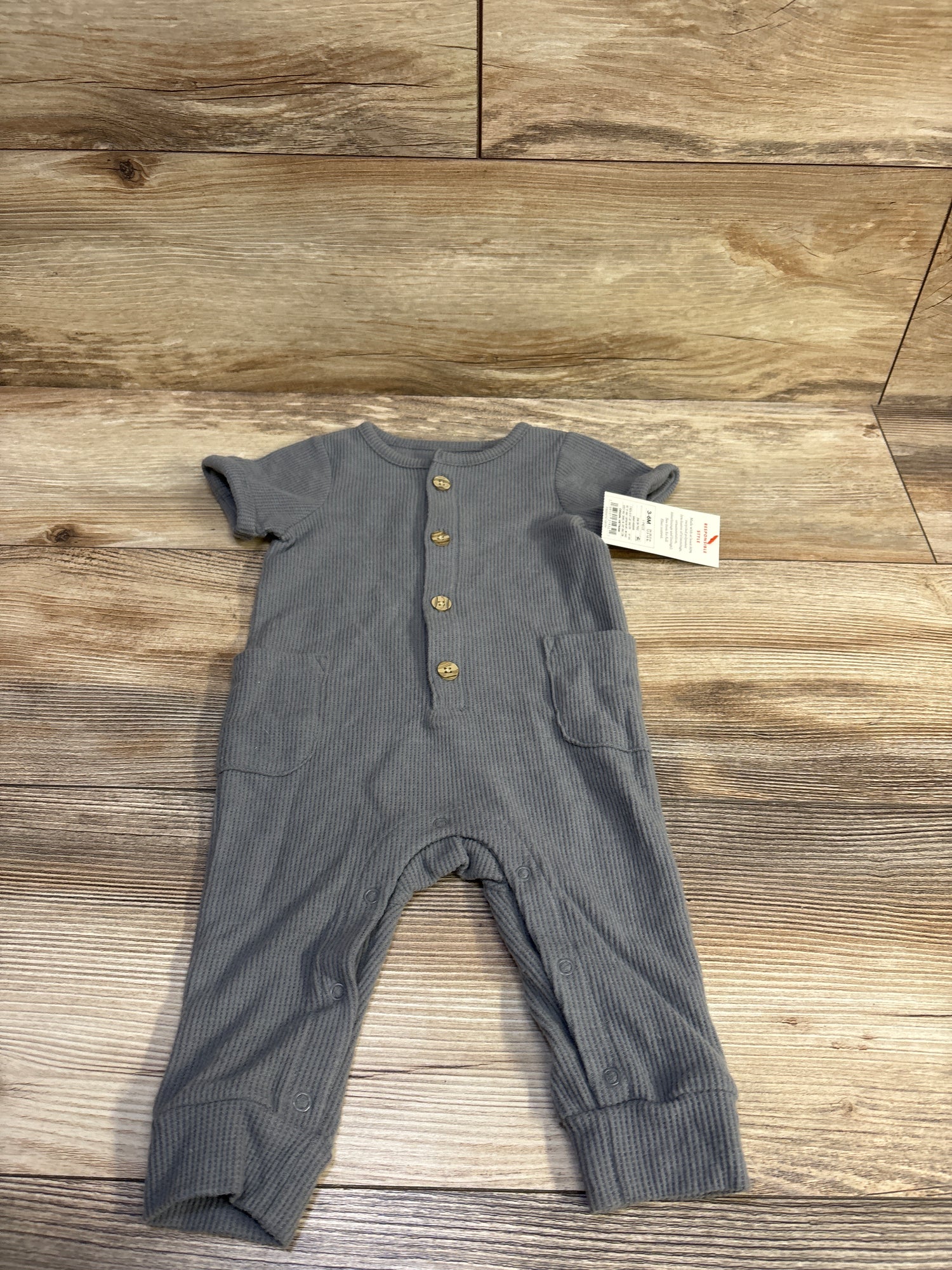 NEW Cat & Jack Knit Button-Front Jumpsuit Grey sz 3-6m
