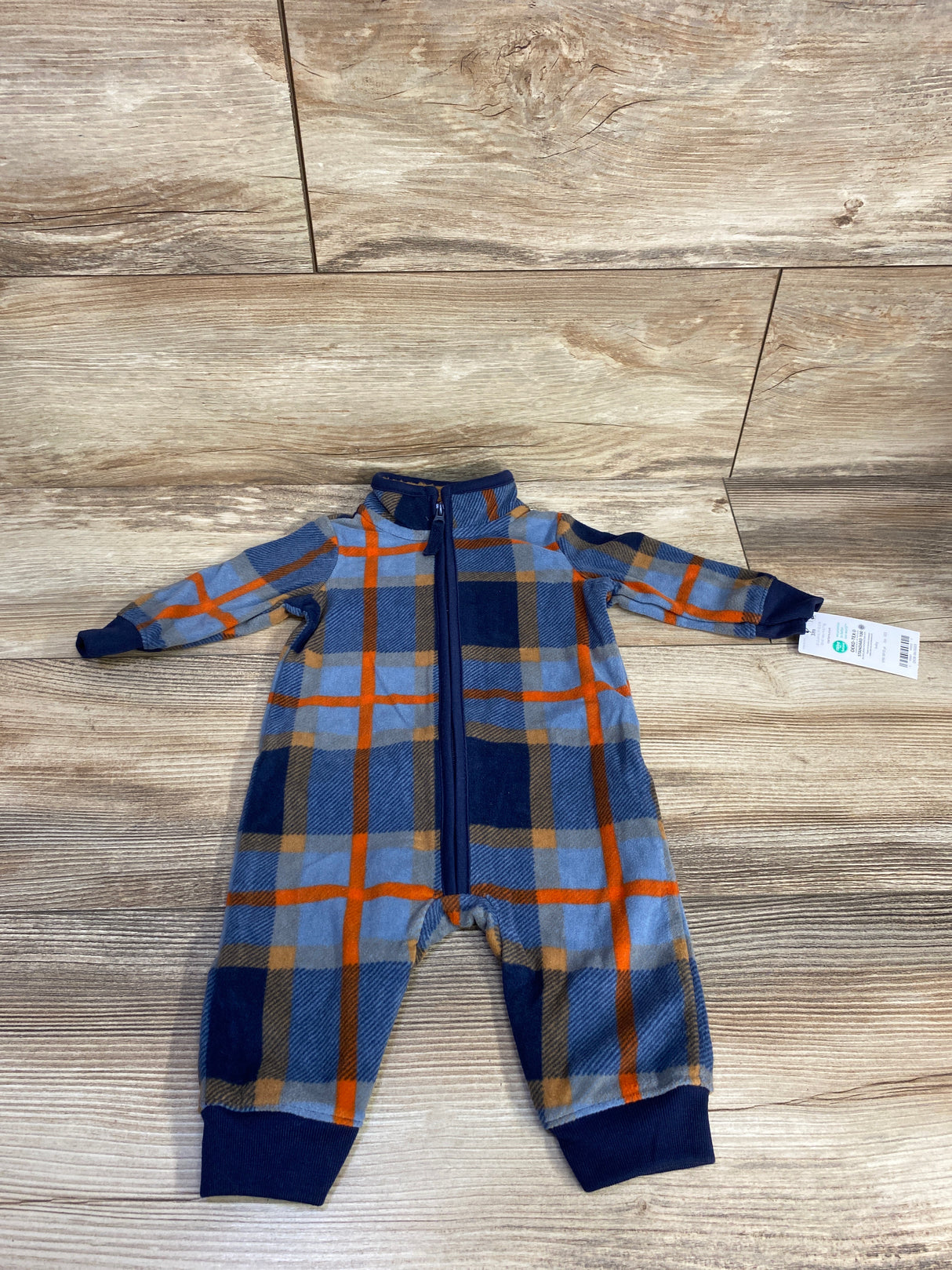 Carter's Plaid Fleece Coverall Navy sz 3m
