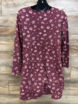 Maroon floral tiered maternity dress with long sleeves by Me n Mommy To Be