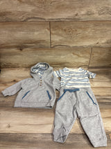 Tahari Baby 3pc Henley Hoodie, Joggers, & Bodysuit Set Grey sz 3-6m