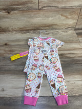 Adorable unicorn and cupcake print baby pajamas set with pink cuffs, perfect for toddler sleepwear.