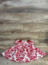 Janie & Jack Maroon Berry Floral Quilted Bow Dress White sz 2T