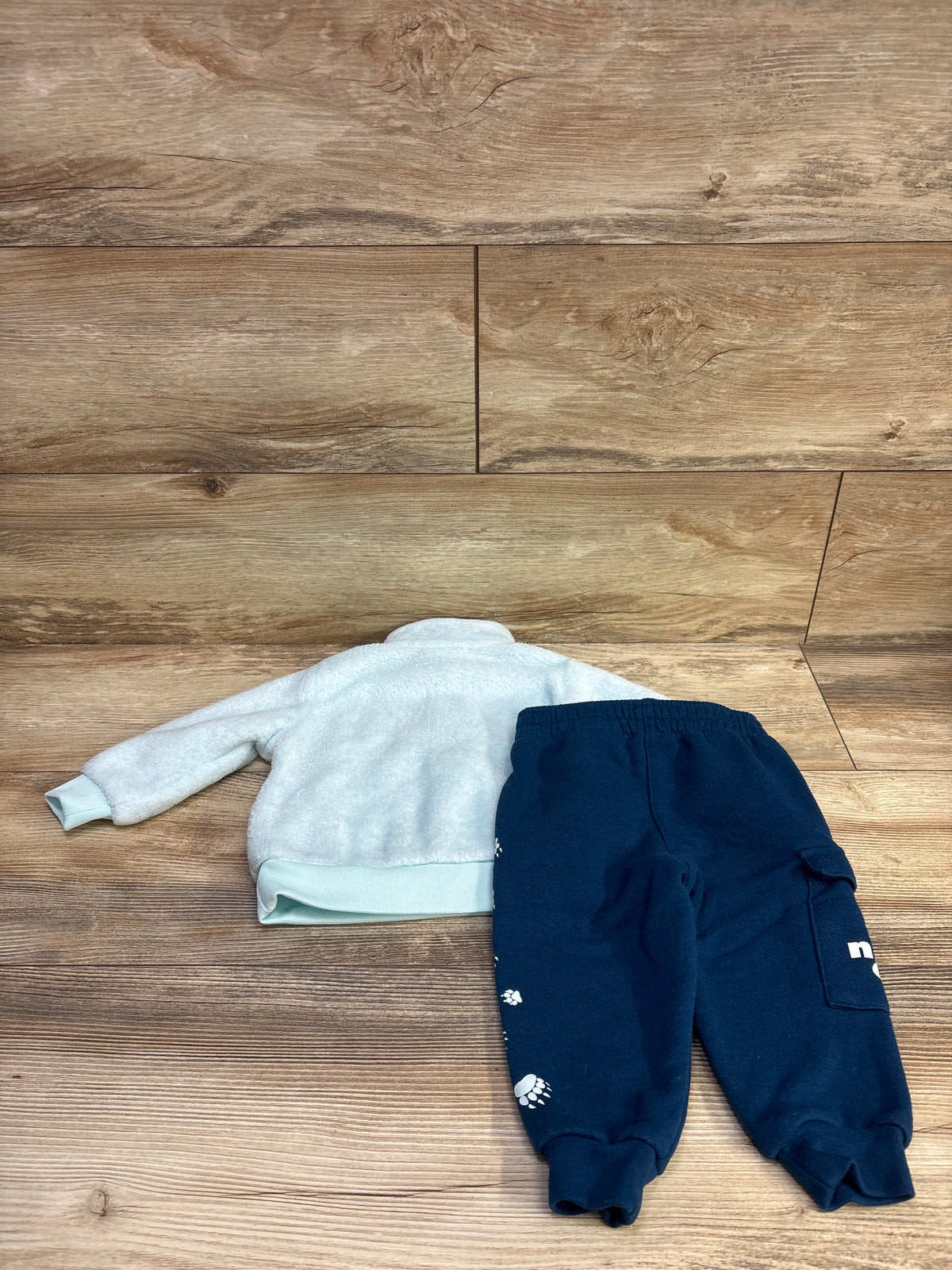 Nike 2pc Faux Fur Half-Zip Sweatshirt & Pants Set Blue sz 12m
