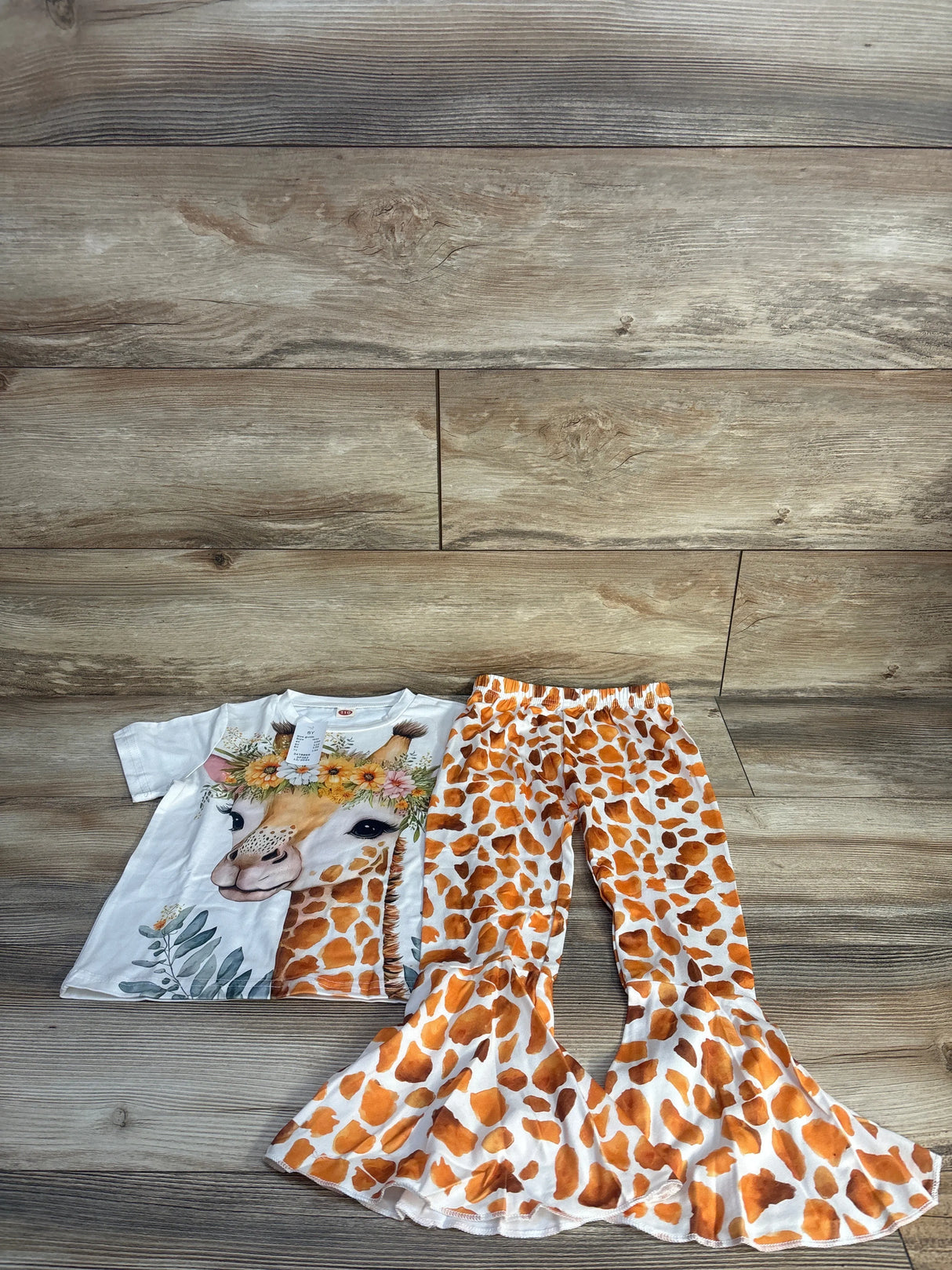 NEW 2pc Giraffe Shirt & Pants Set White sz 5T