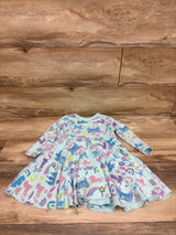 Chaser Knit Long Sleeve Unicorn Castle Dress Blue sz 2T