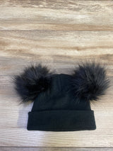 Knit Double Pom-Pom Beanie Black One Size