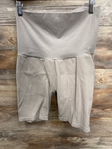 Isabel Maternity Ribbed Full Panel Bike Shorts Beige sz XL