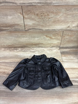 Baby Gap Puff Sleeve Vegan Leather Jacket Black sz 6-12m