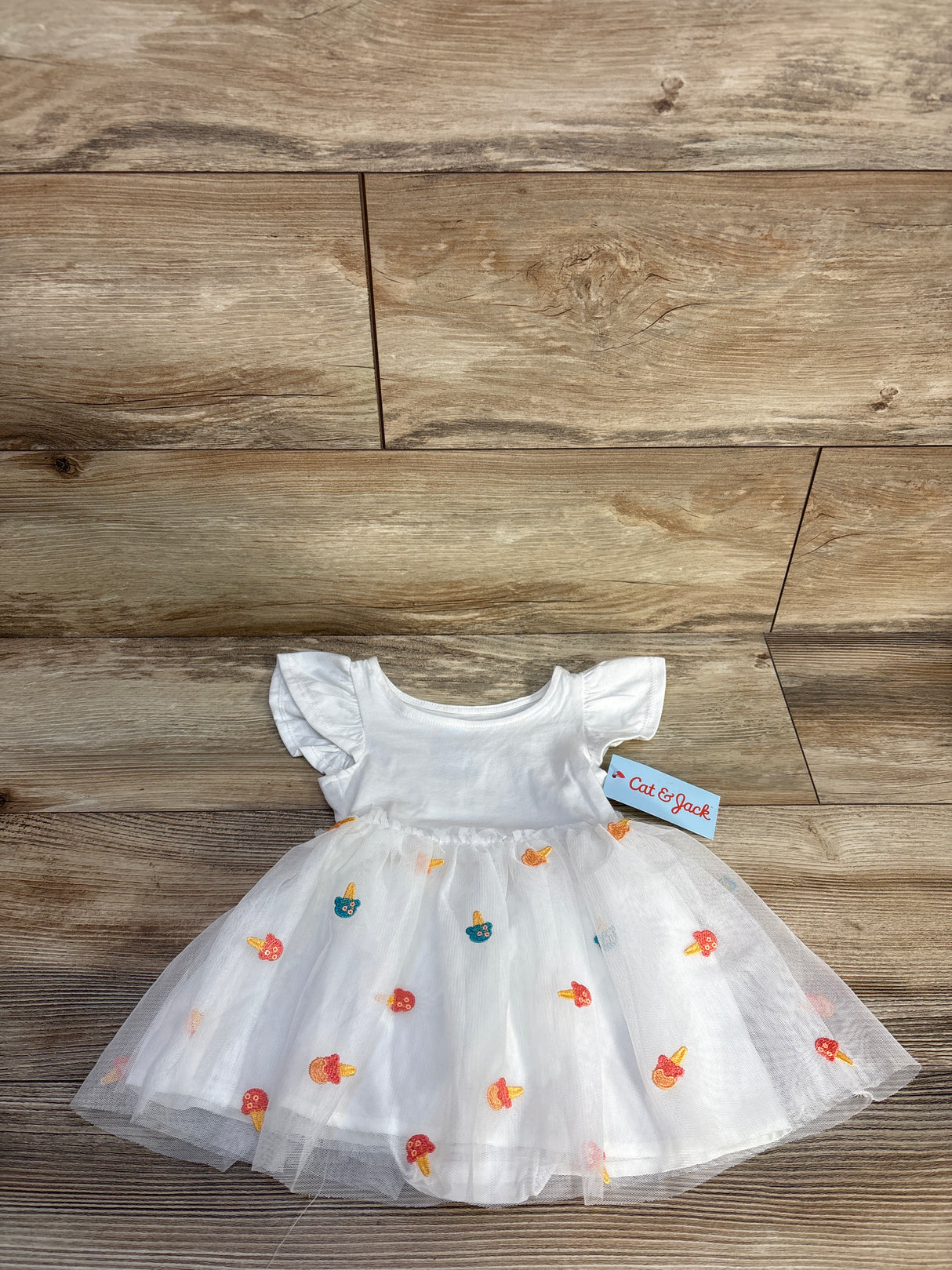 NEW Cat & Jack Ice Cream Tank Tulle Dress White sz 12m