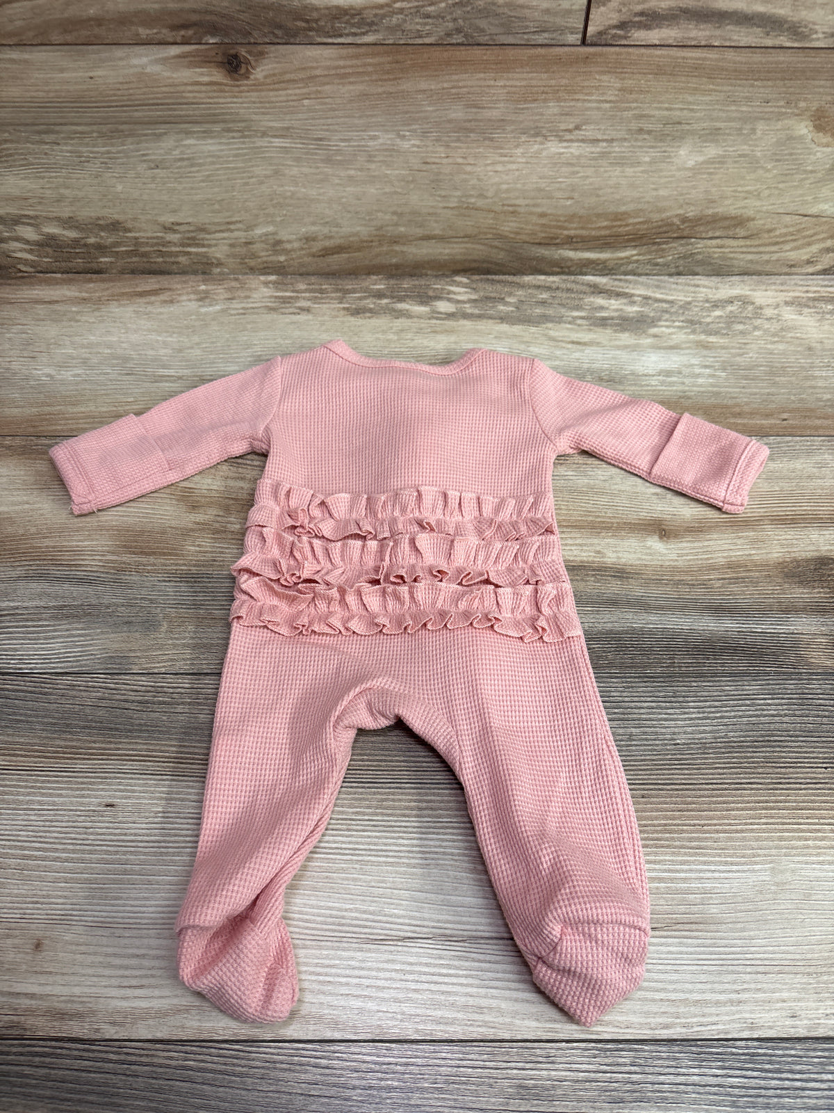 Weebloom Waffle Knit Ruffle Footie Sleeper Pink sz Newborn