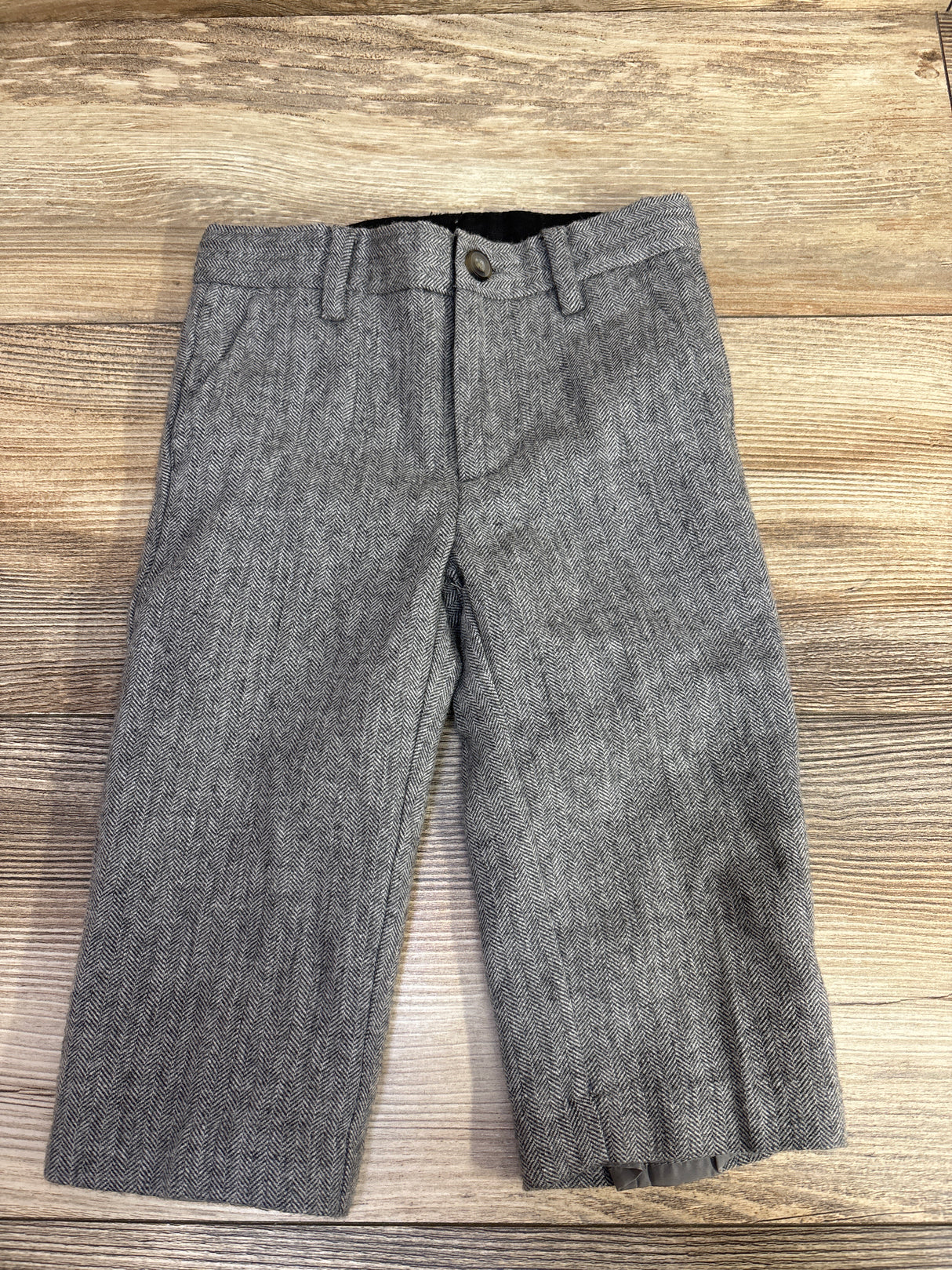 Janie & Jack Herringbone Wool Pant in Dolphin Grey sz 12-18m