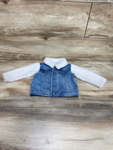 Cat & Jack Fleece Denim Jacket Blue/White sz 6-9m