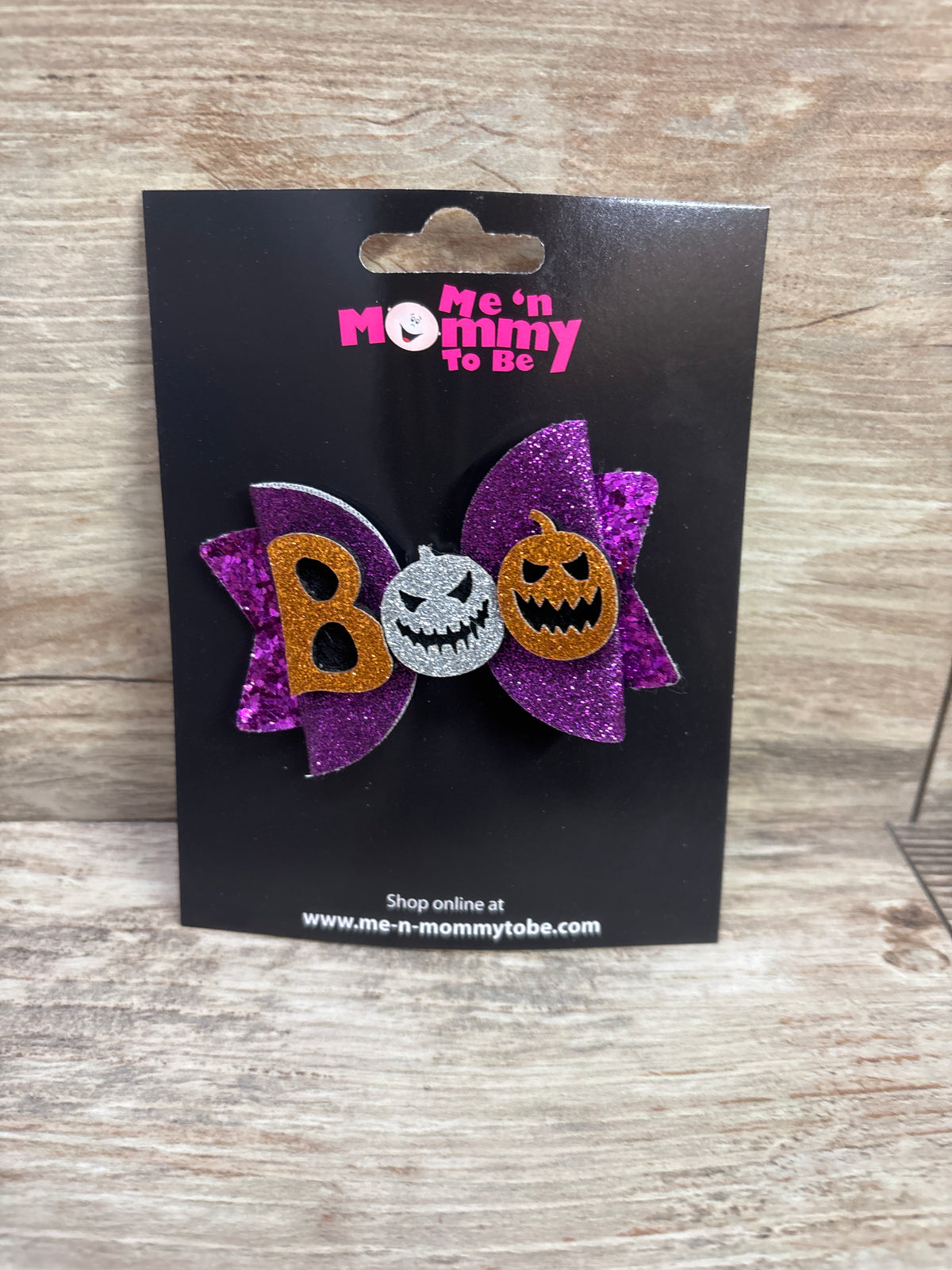 NEW Boo Applique Glitter Hair Bow Purple
