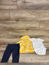 NEW Carter's 3pc Full Zip Daisy Hoodie & Pants Set Yellow sz 6m