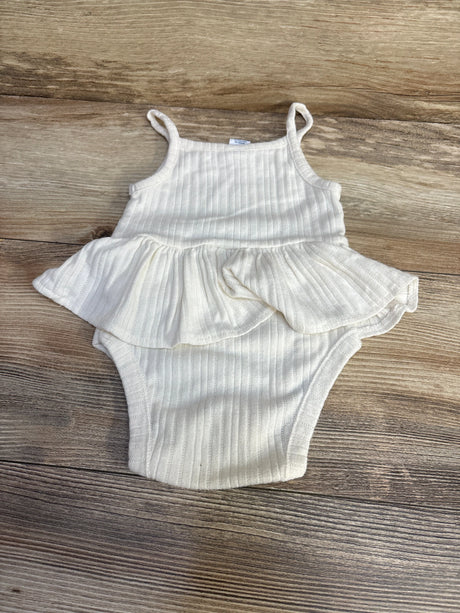 Old Navy Sleeveless Pointelle-Knit Peplum Bodysuit White sz 6-12m - Me n Mommy To Be