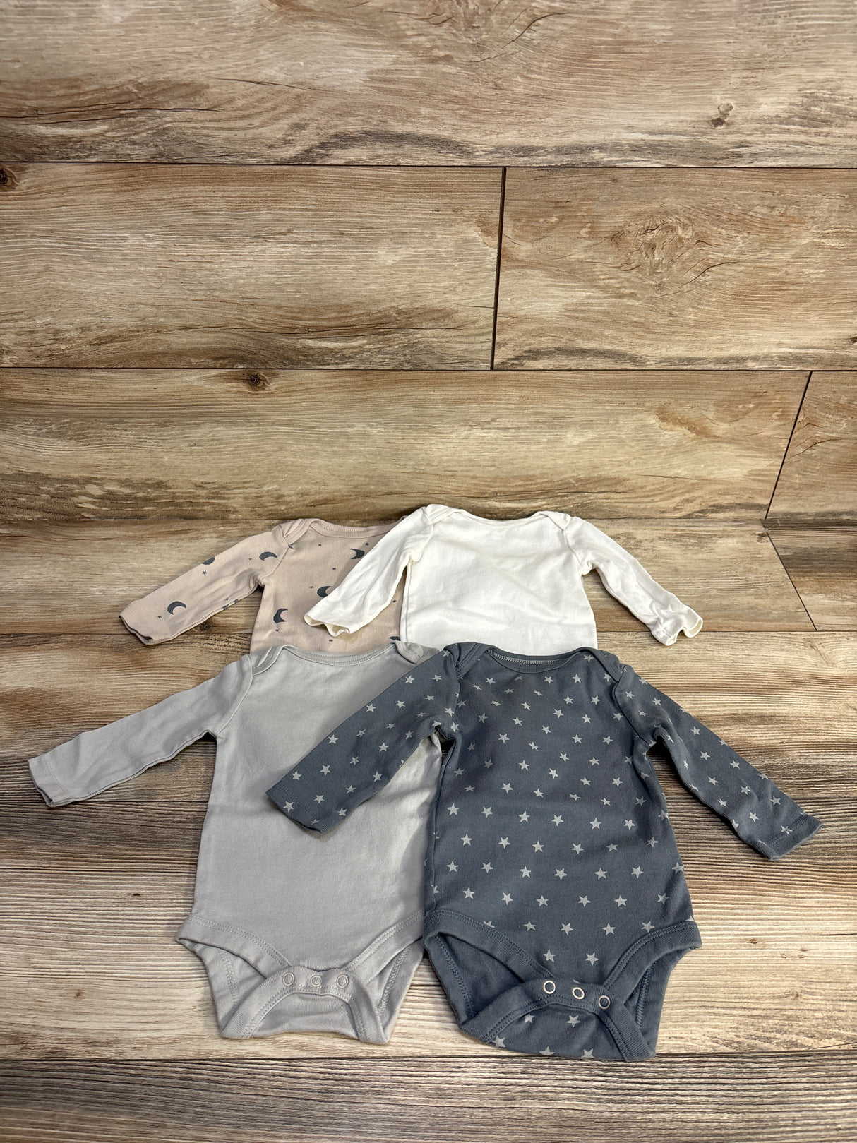 Cloud Island 4pk Long Sleeve Bodysuits Grey sz 0-3m