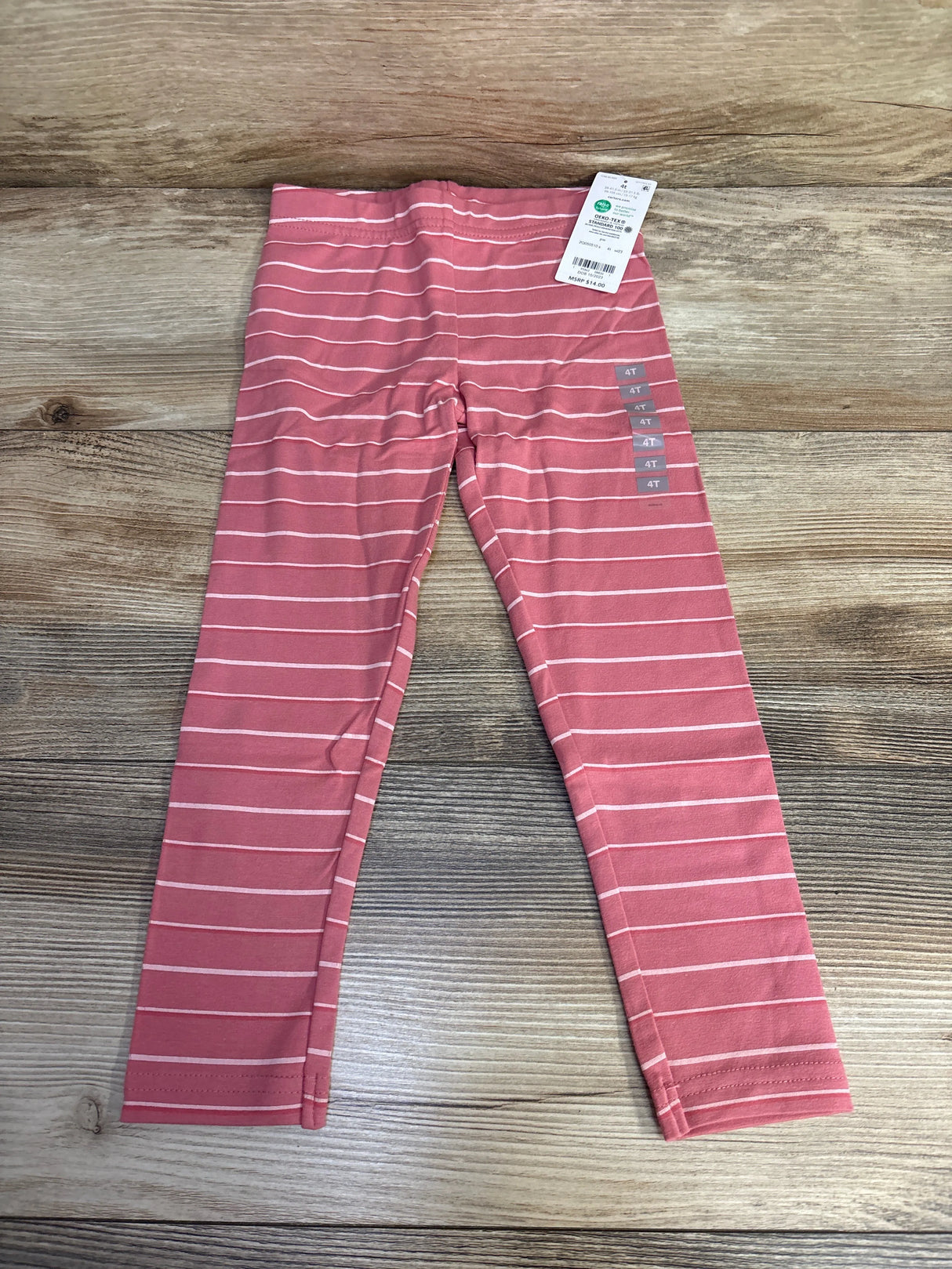 NEW Carter's Girls Cotton Stretch Leggings, Pink Stripe sz 4T
