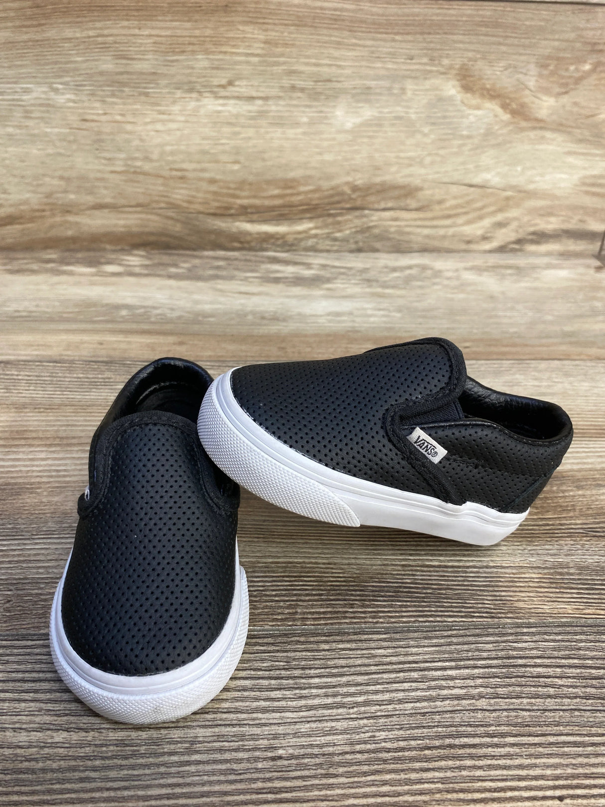 Vans Toddler Slip On V - Perforated Black sz 4c - Me n Mommy To Be
