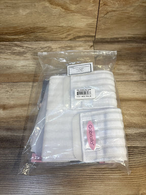 Packaged white Gabriella abdominal and back support maternity belt on wood surface