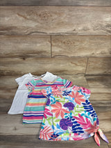 NEW Children's Place 3pk Tropical Leaf Short Sleeve Shirts White sz 5T