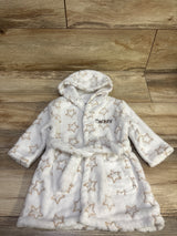 DKNY Star Print Plush Bath Robe White sz 6-9m