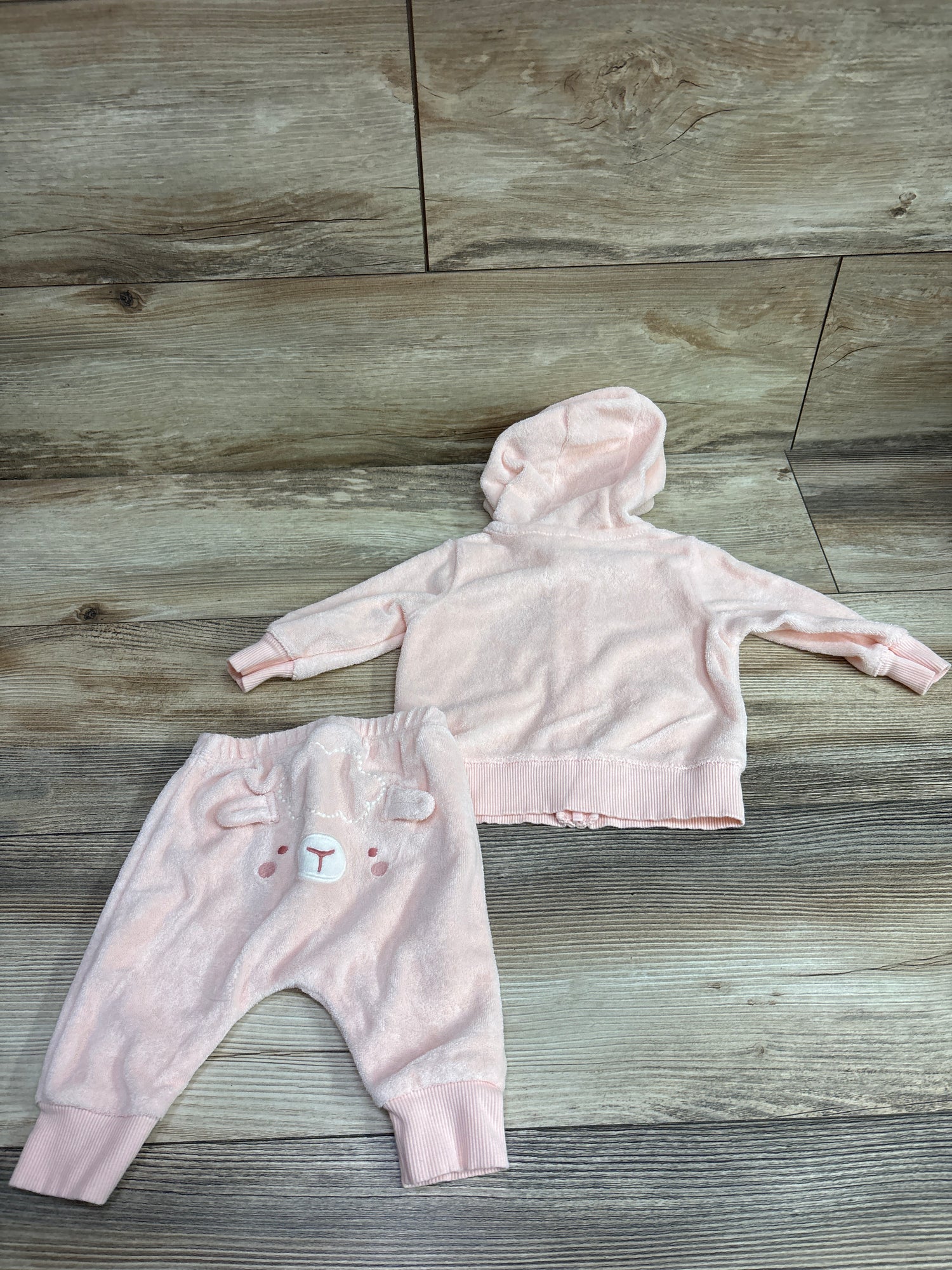 Carter's 2pc Terry Cloth Full Zip Hoodie & Joggers Set Pink sz 3m