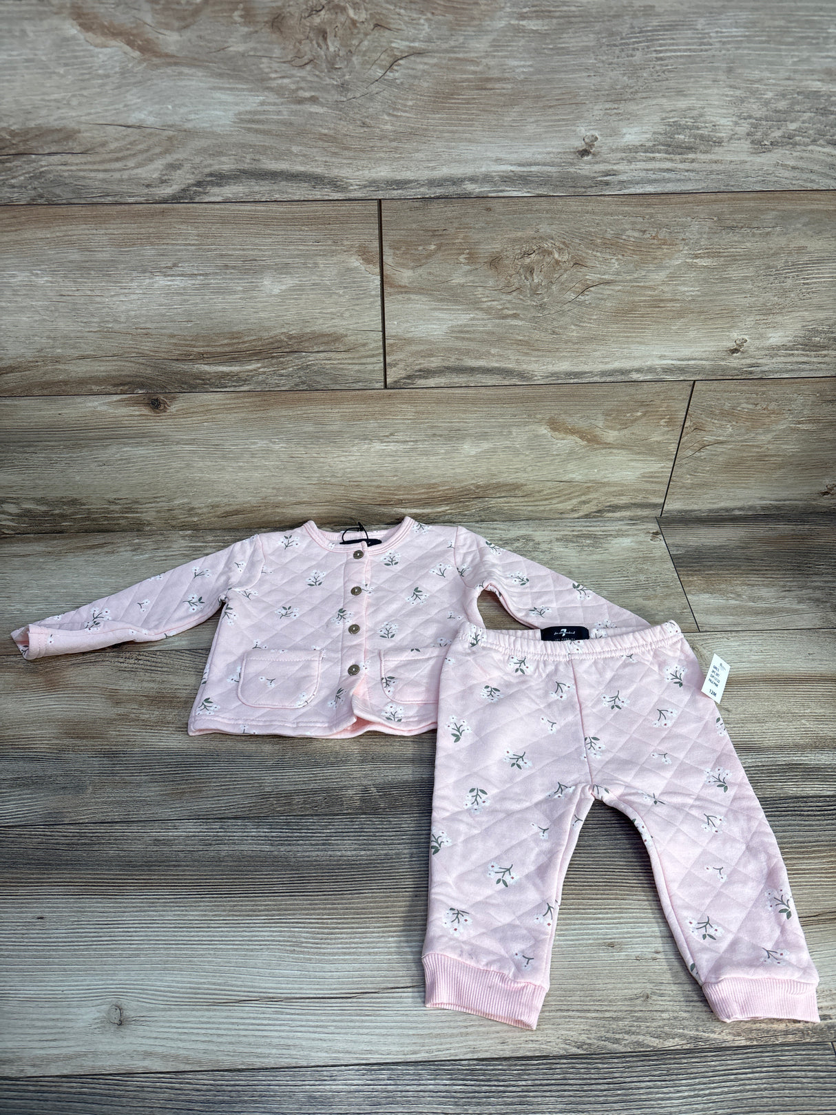 NEW 7 For All Mankind Textures 2pc Set Pink sz 12m