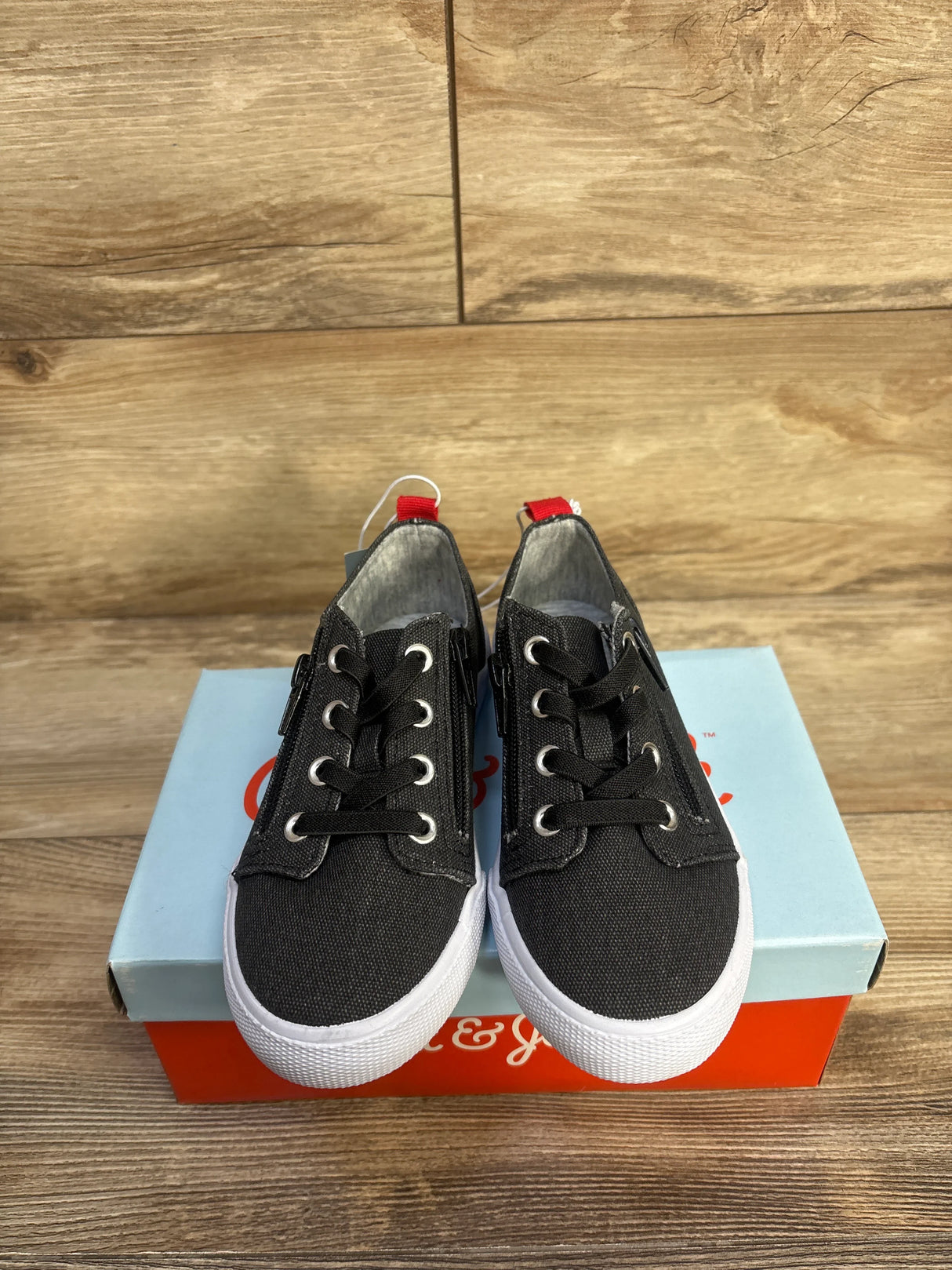 NEW Cat & Jack Lucian Double Zipper Sneakers Grey sz 13c