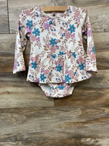 Carter's Floral Long Sleeve Bodysuit Dress White sz 24m