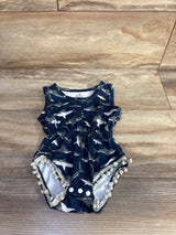 Funnycokid Shark Pom-Pom Bubble Romper Navy sz 6-9m