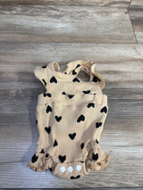 Full Famous Ribbed Heart Bubble Romper Tan sz Newborn