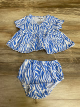 Diane Von Furstenberg 2pc Faux Wrap Top & Bloomers Blue sz 0-3m