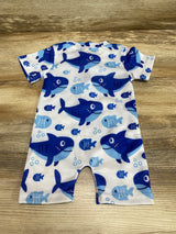 1pc Shark Print Swimsuit White sz 9-12m