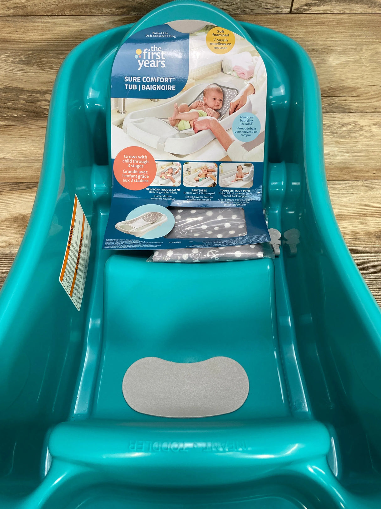 NEW The First Years Sure Comfort Newborn-to-Toddler Tub w/ Sling Teal