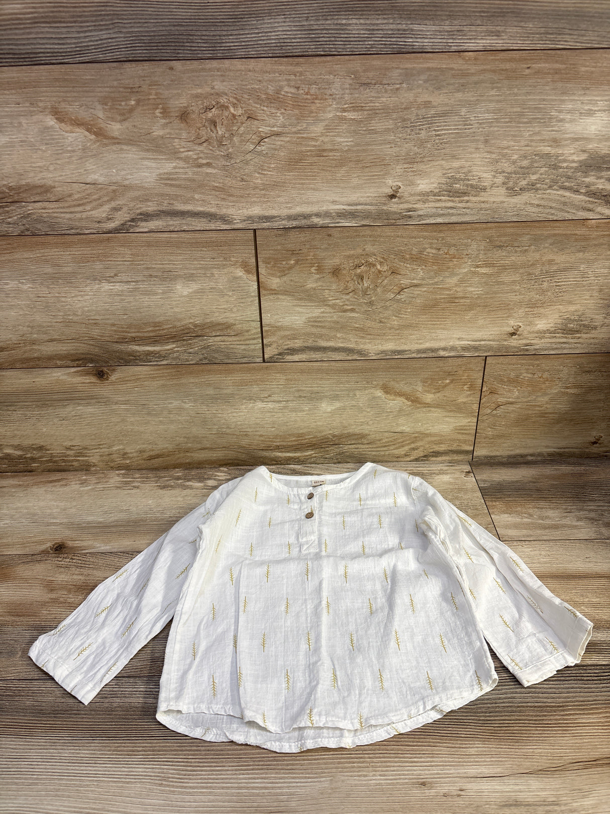 Long Sleeve Henley Shirt White sz 5T