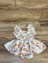 Rainbow Print Bodysuit Dress White sz 0-3m