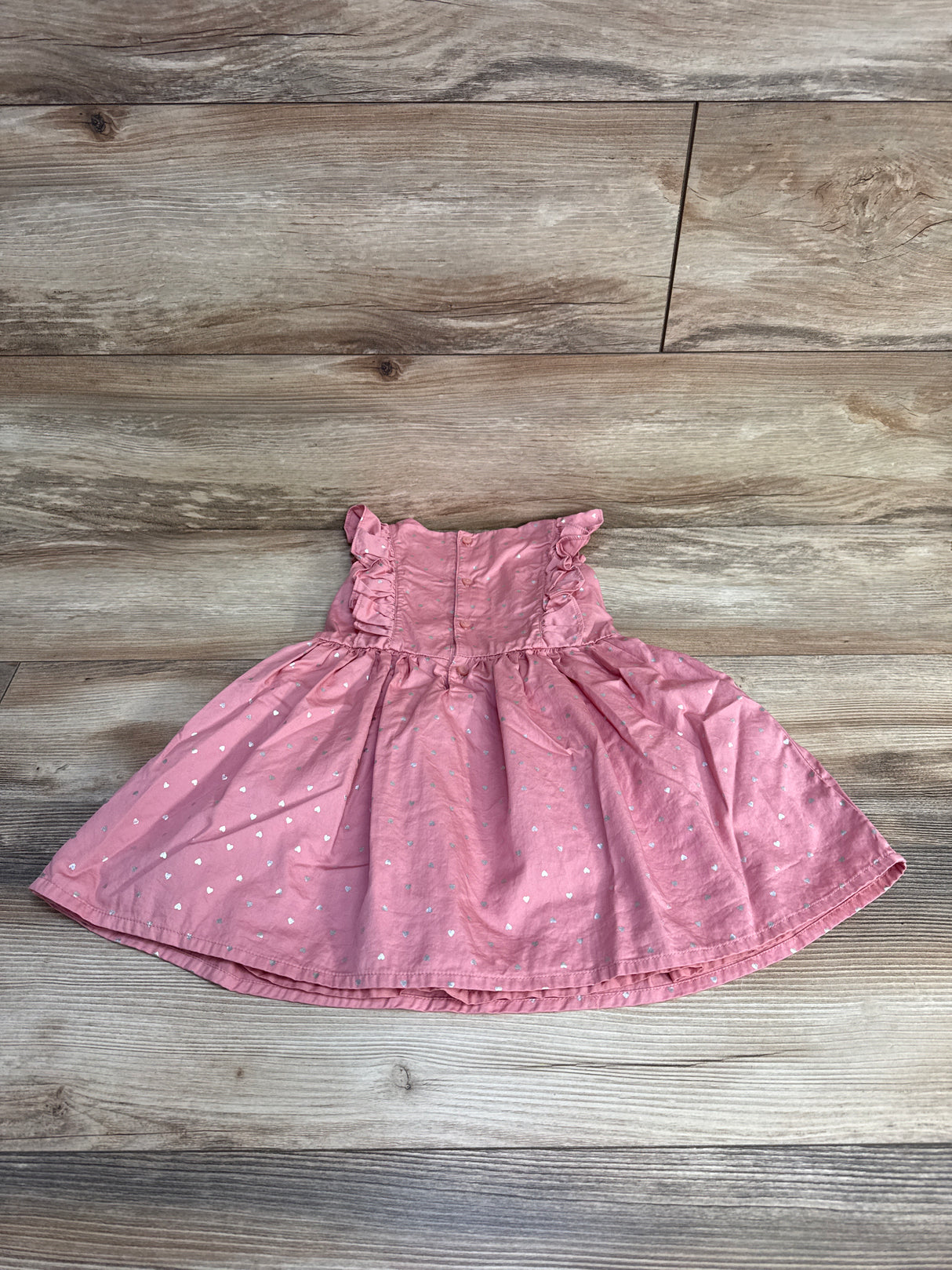 Simple Joys Heart Print Ruffle Dress Pink sz 2T