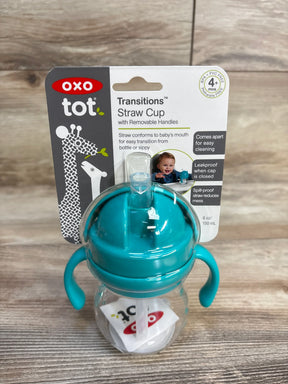 OXO Tot Transitions Straw Cup with removable handles, spill-proof, for babies 4+ months, 6 oz