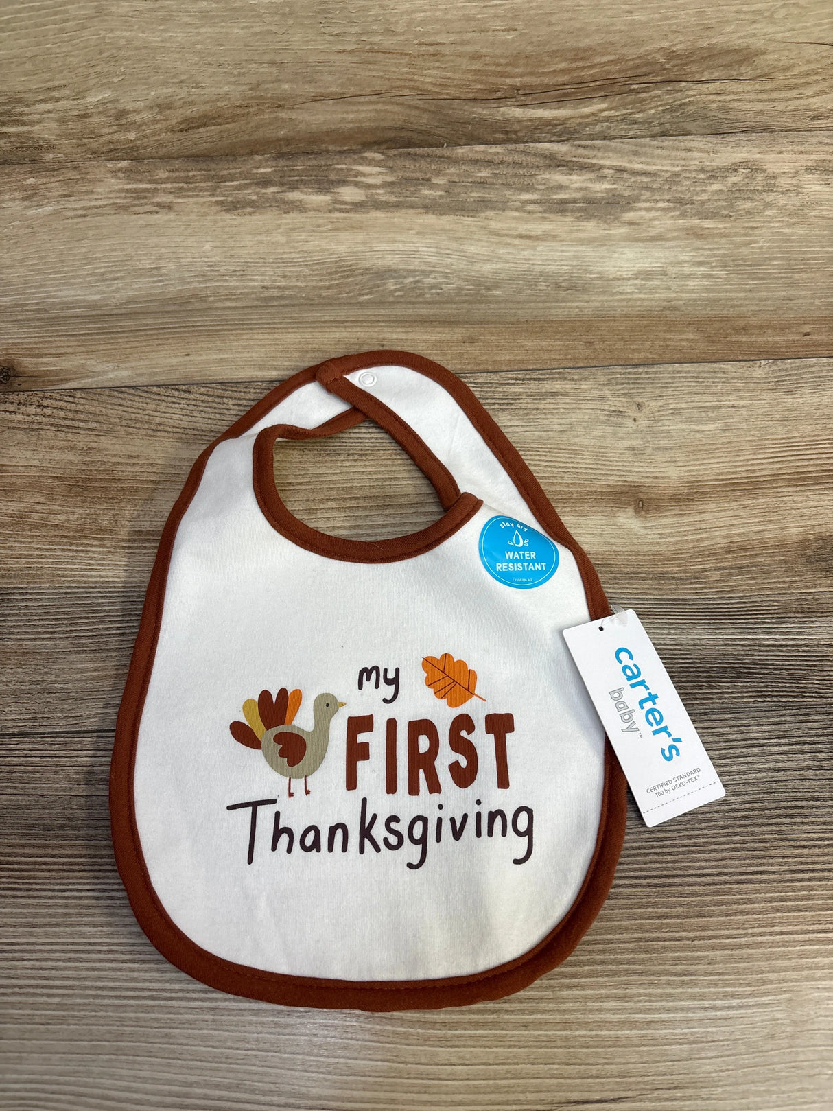 NEW Carter's 'My First Thanksgiving' Bib, White one Size