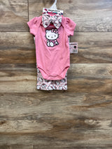 NEW Hello Kitty 3pc Bodysuit, Flare Pants, & Headband Set Pink sz 9m
