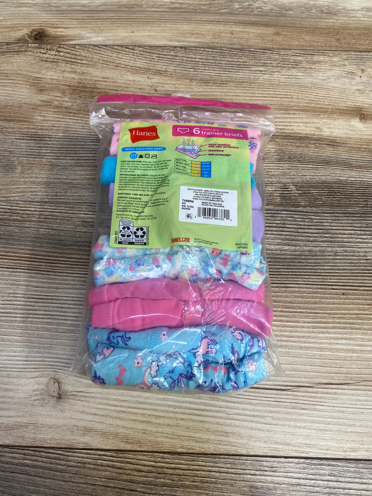 NEW Hanes Toddler Girls' 6pk Training Briefs sz 2T/3T