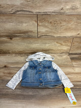 NEW Cat & Jack Hooded Medium Wash Denim Jacket Grey sz 12m