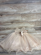 My Kids Textured Tulle Special Occasion Dress Beige sz 4T