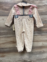 NEW Snug 3pc Eyelet Trim Bodysuit, Footed Pants, & Bib Set Beige sz 6-9m